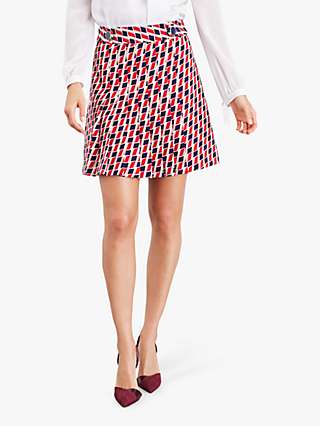 Damsel in a Dress Mindy Chevron Geometric Mini Skirt, Red/Multi