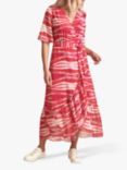 Pure Collection Abstract Print Wrap Dress, Pink