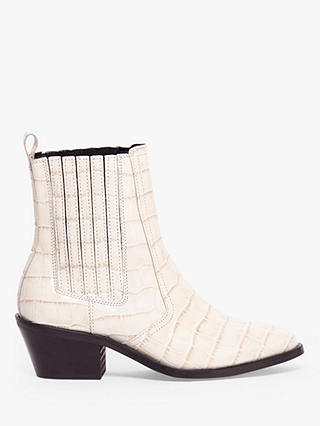 AllSaints Miriam Leather Croc Print Ankle Boots