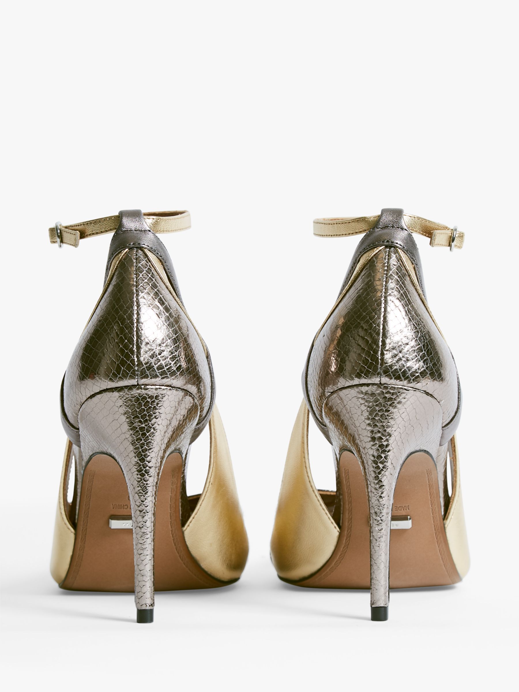 Reiss Florence Strappy High Heel Sandals, Metallic
