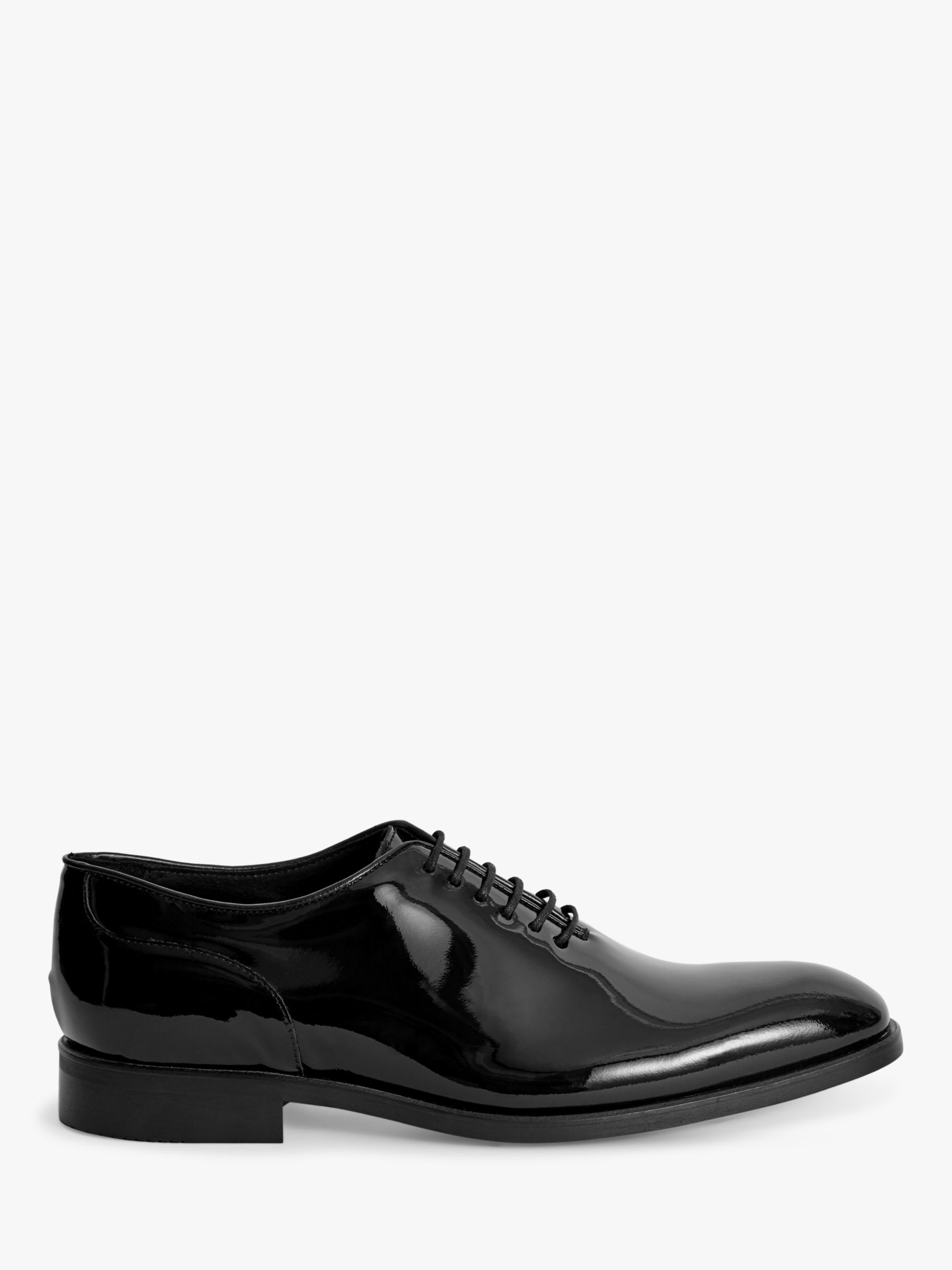 Reiss Bay Patent Leather Whole Cut Shoes, Black