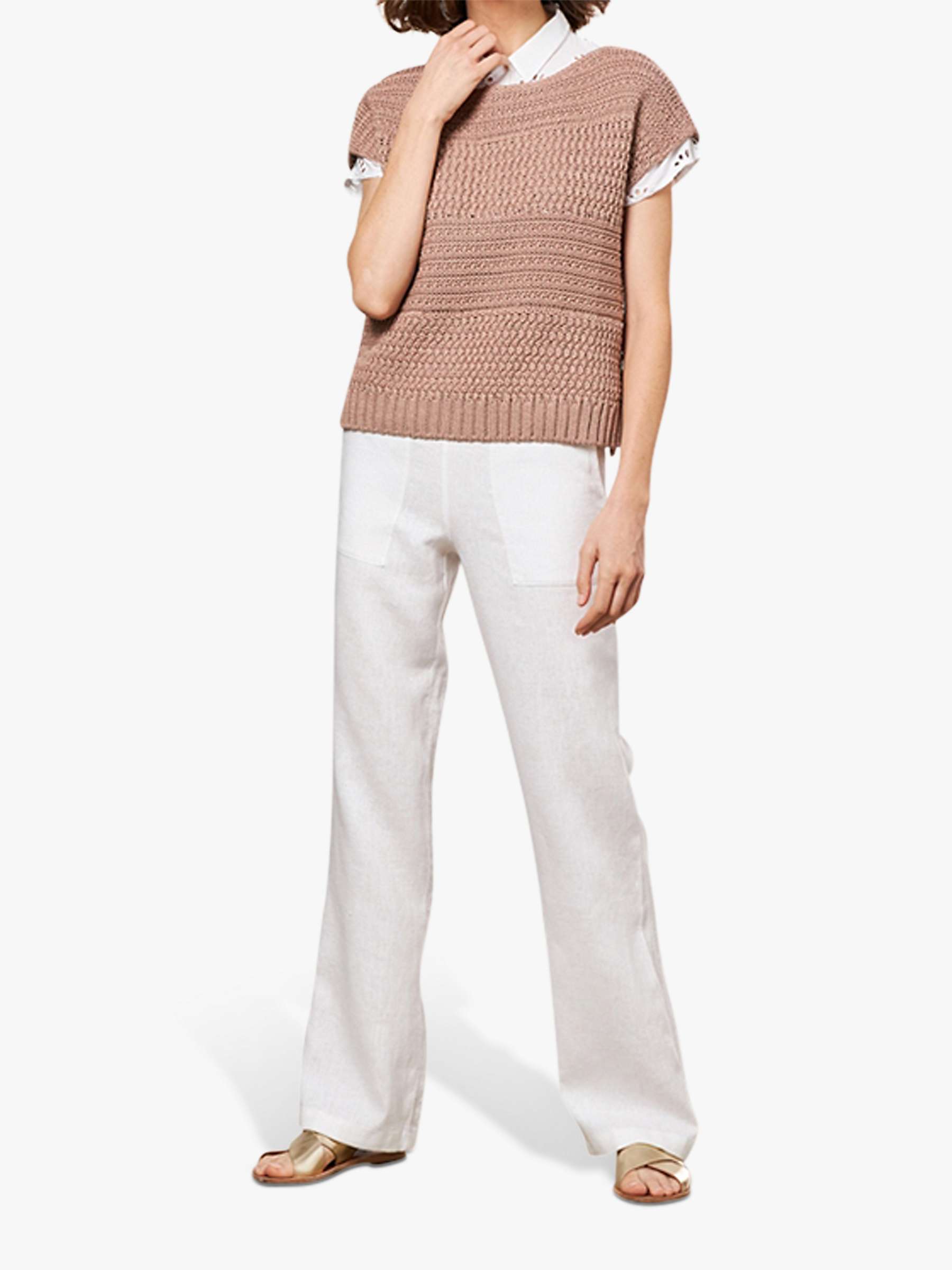 Buy Pure Collection Textured Cap Sleeve Jumper, Warm Neutral Online at johnlewis.com