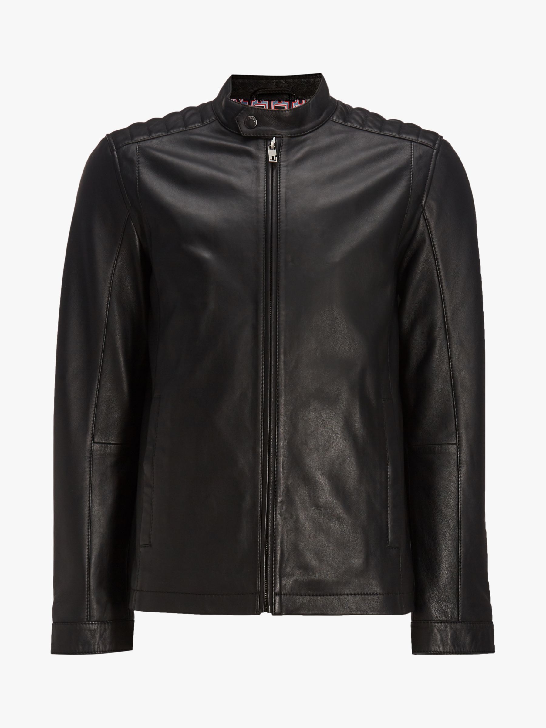 Ted Baker Paypa Leather Jacket, Black at John Lewis & Partners
