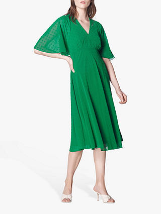 L.K.Bennett Claud Spot Pattern Tea Dress, Fern Green