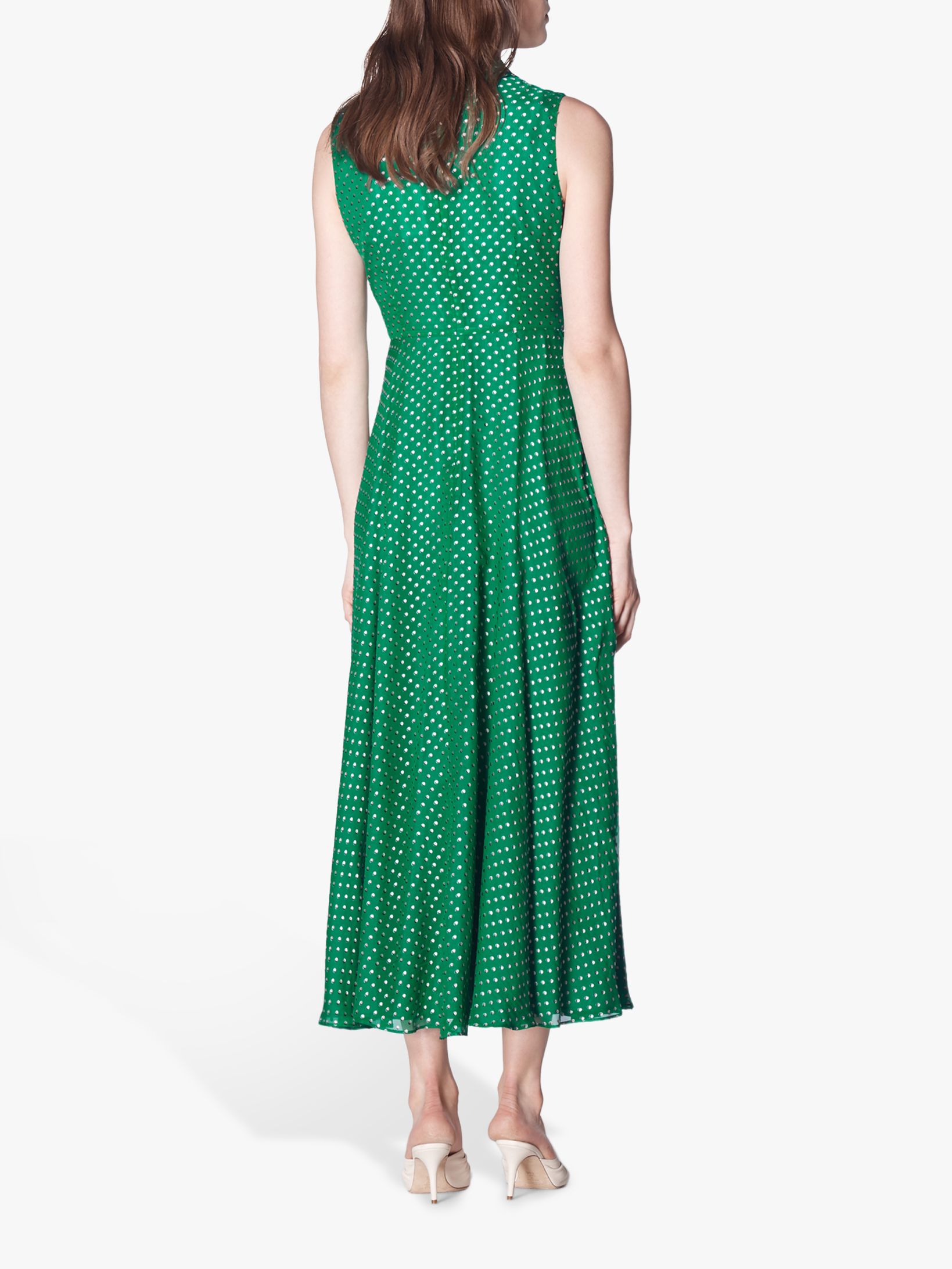 L.K.Bennett Connie Spot Midi Dress, Emerald Green