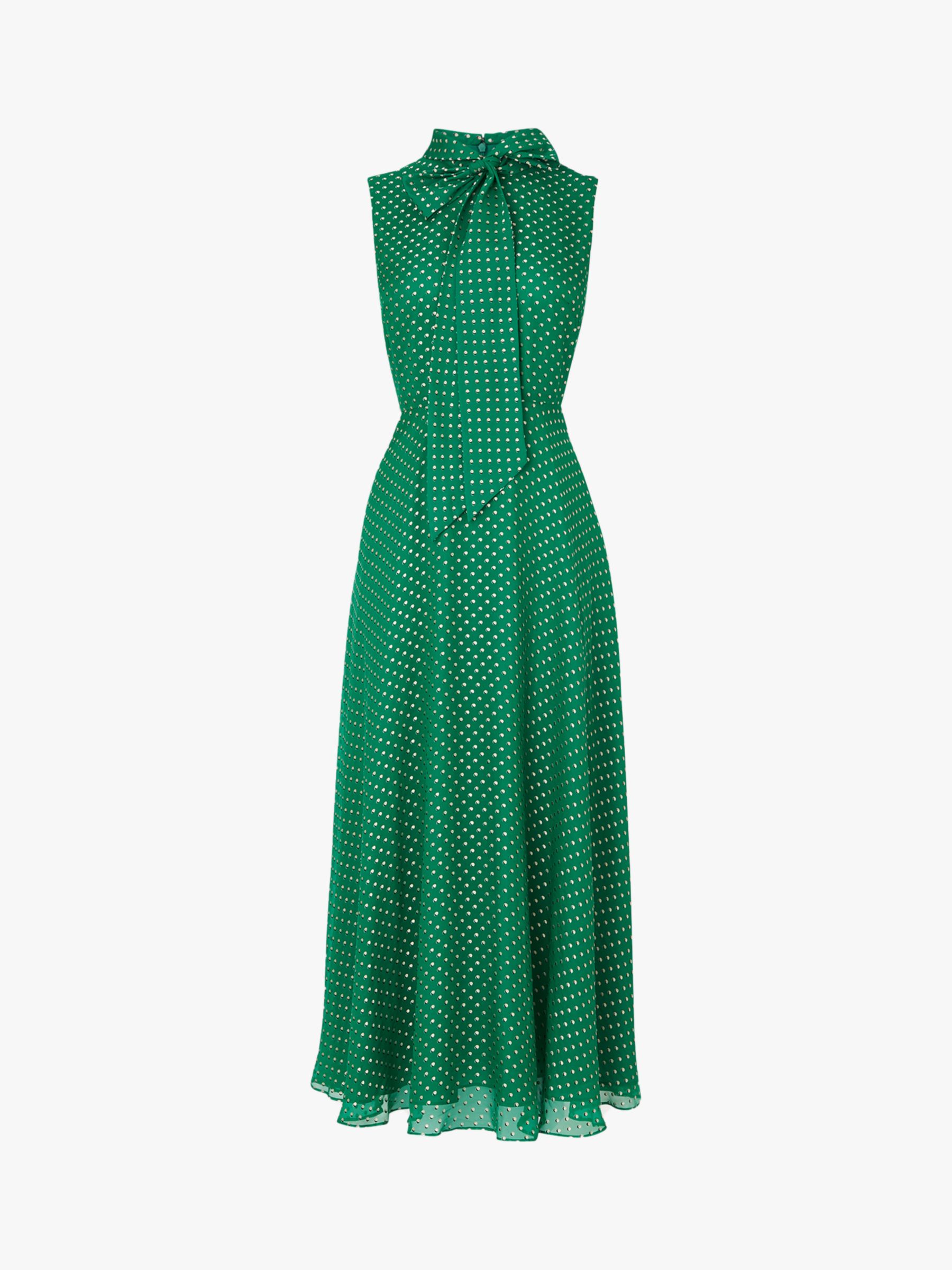 L.K.Bennett Connie Spot Midi Dress, Emerald Green