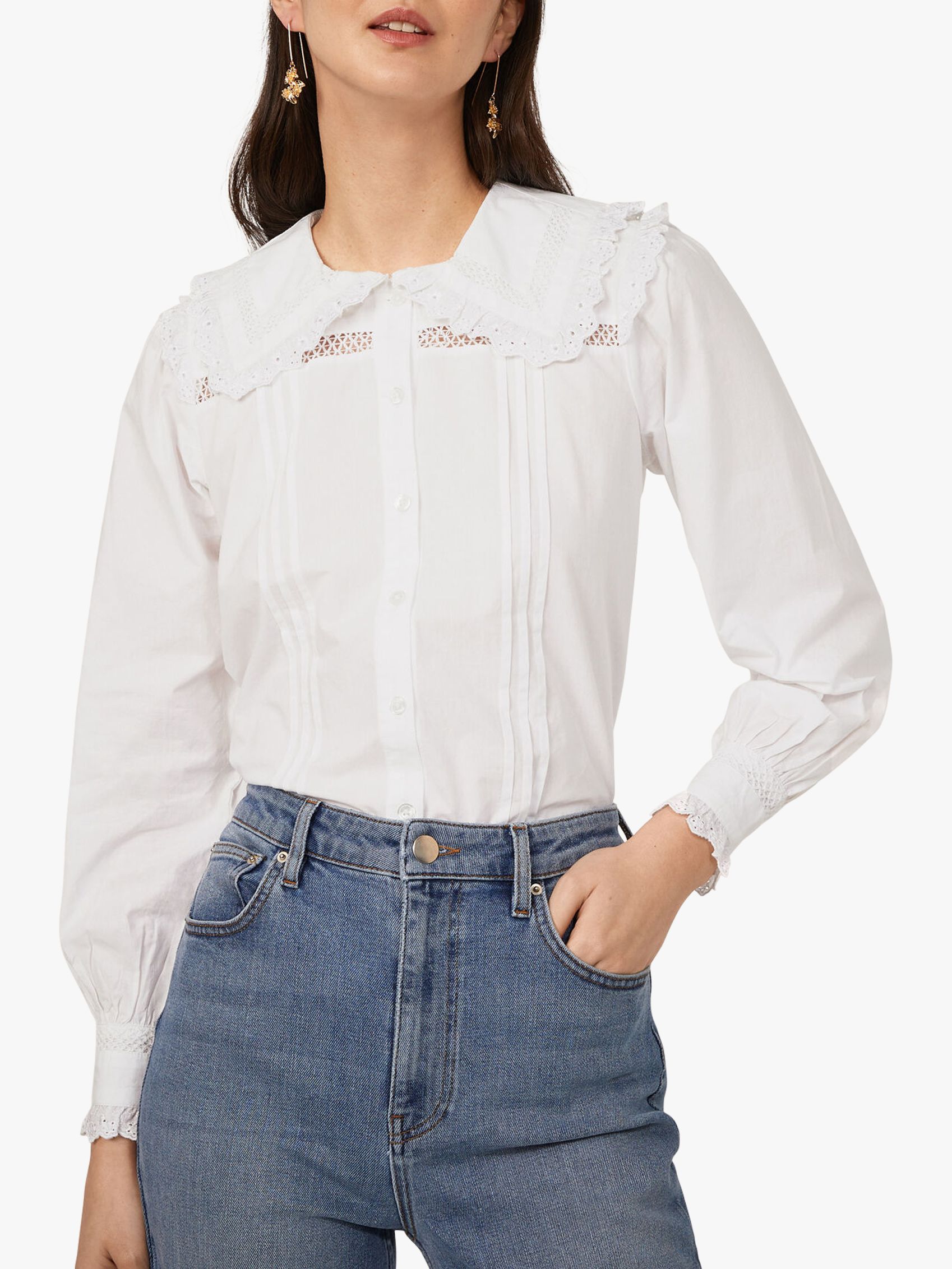 Warehouse Frill Collar Cotton Shirt