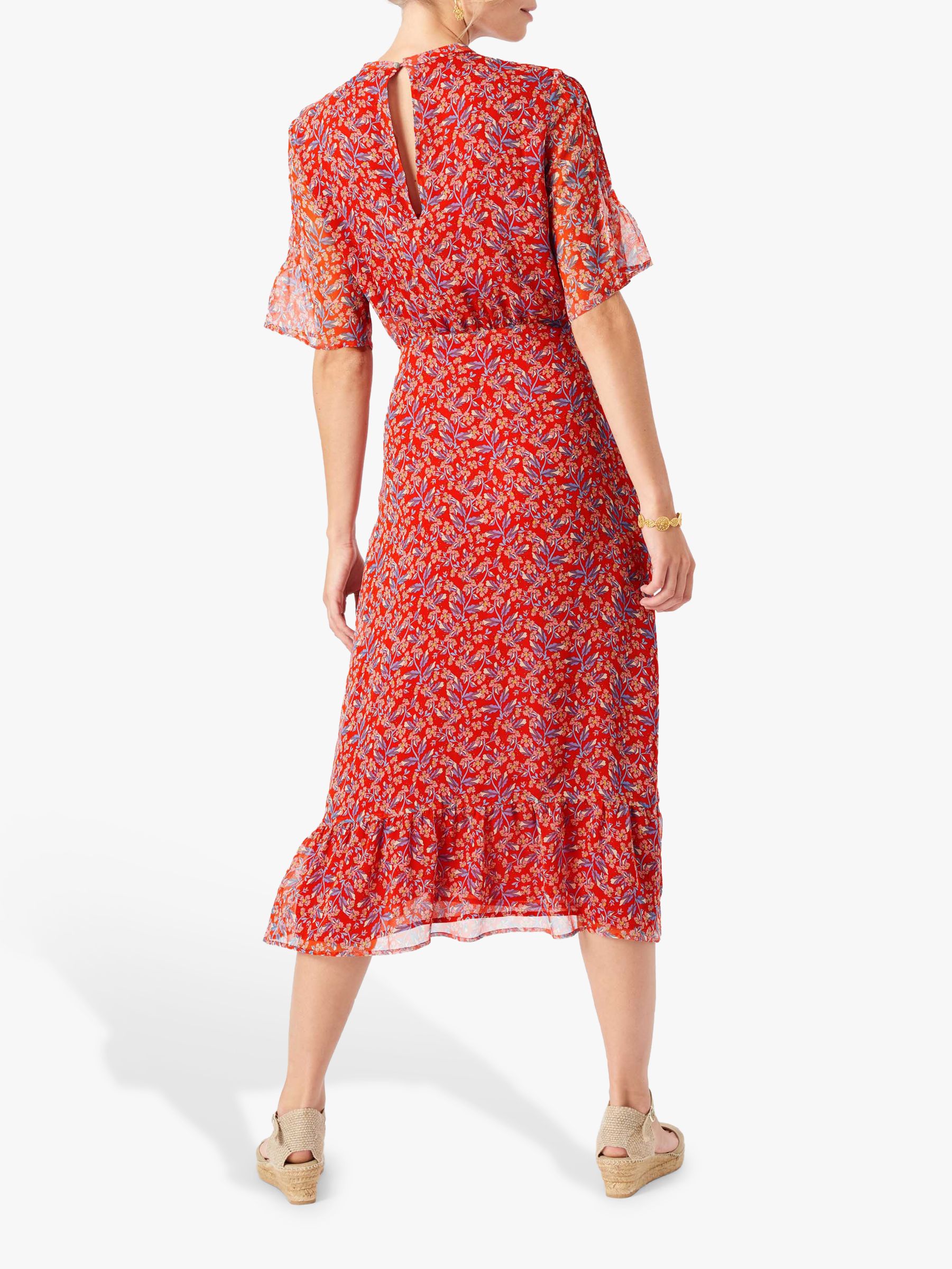 Brora Liberty Print Silk Chiffon Midi Dress, Poppy Floral