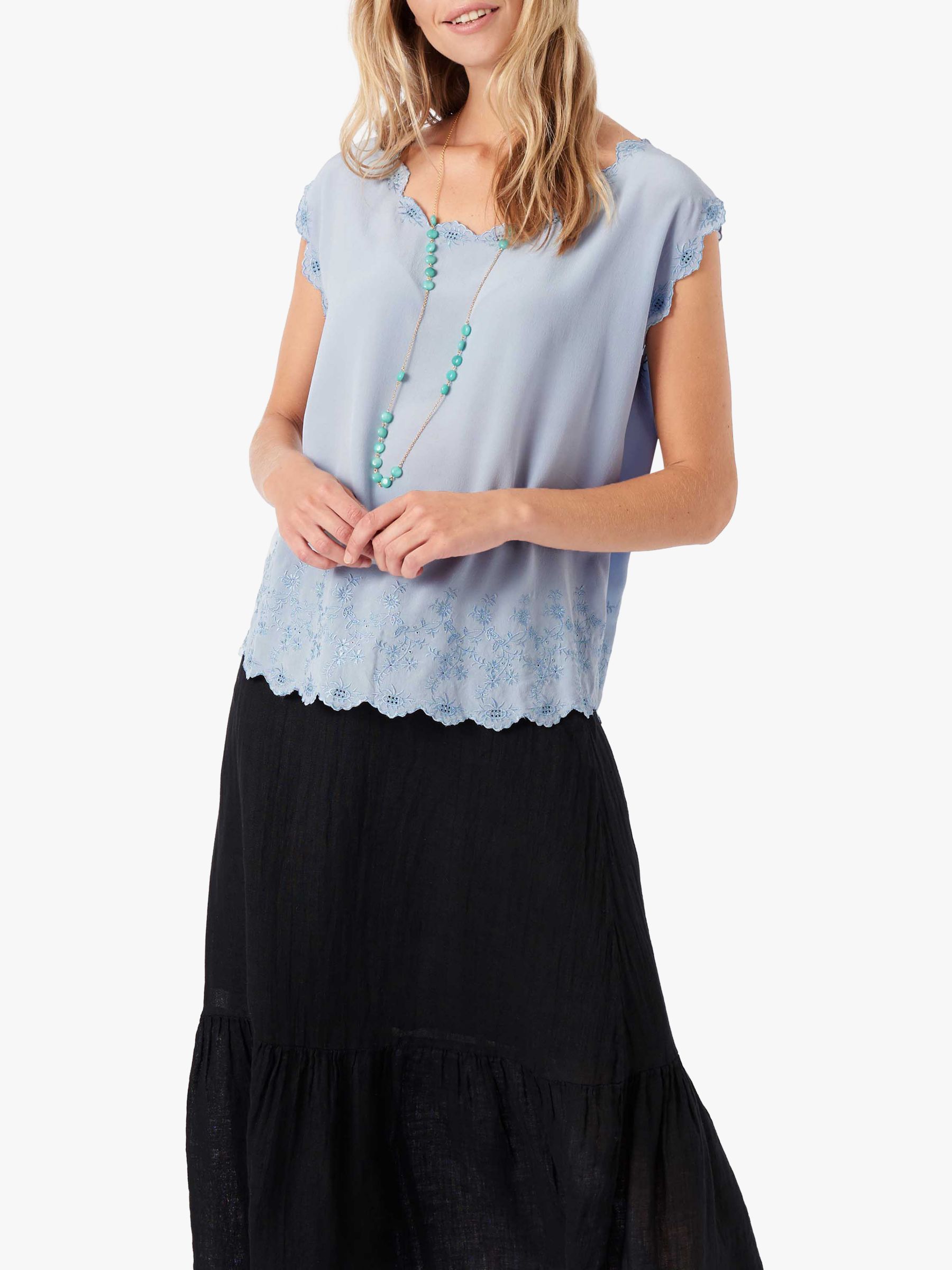Brora Embroidered Silk Shell Blouse