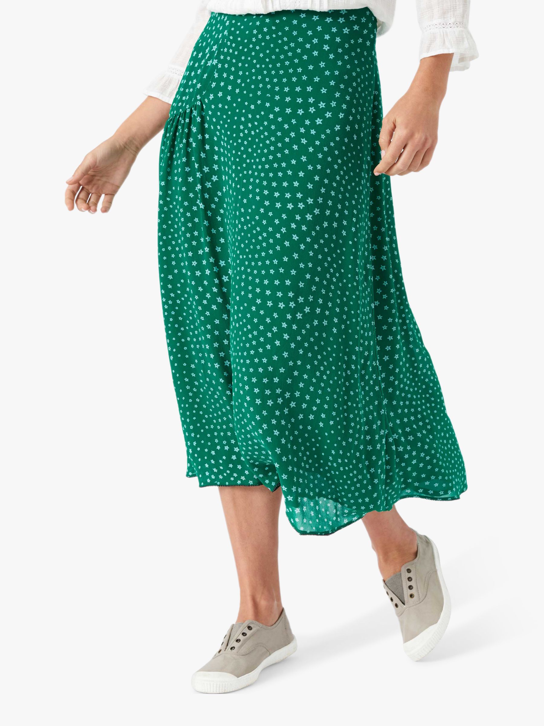 Brora Star Silk Midi Skirt, Emerald