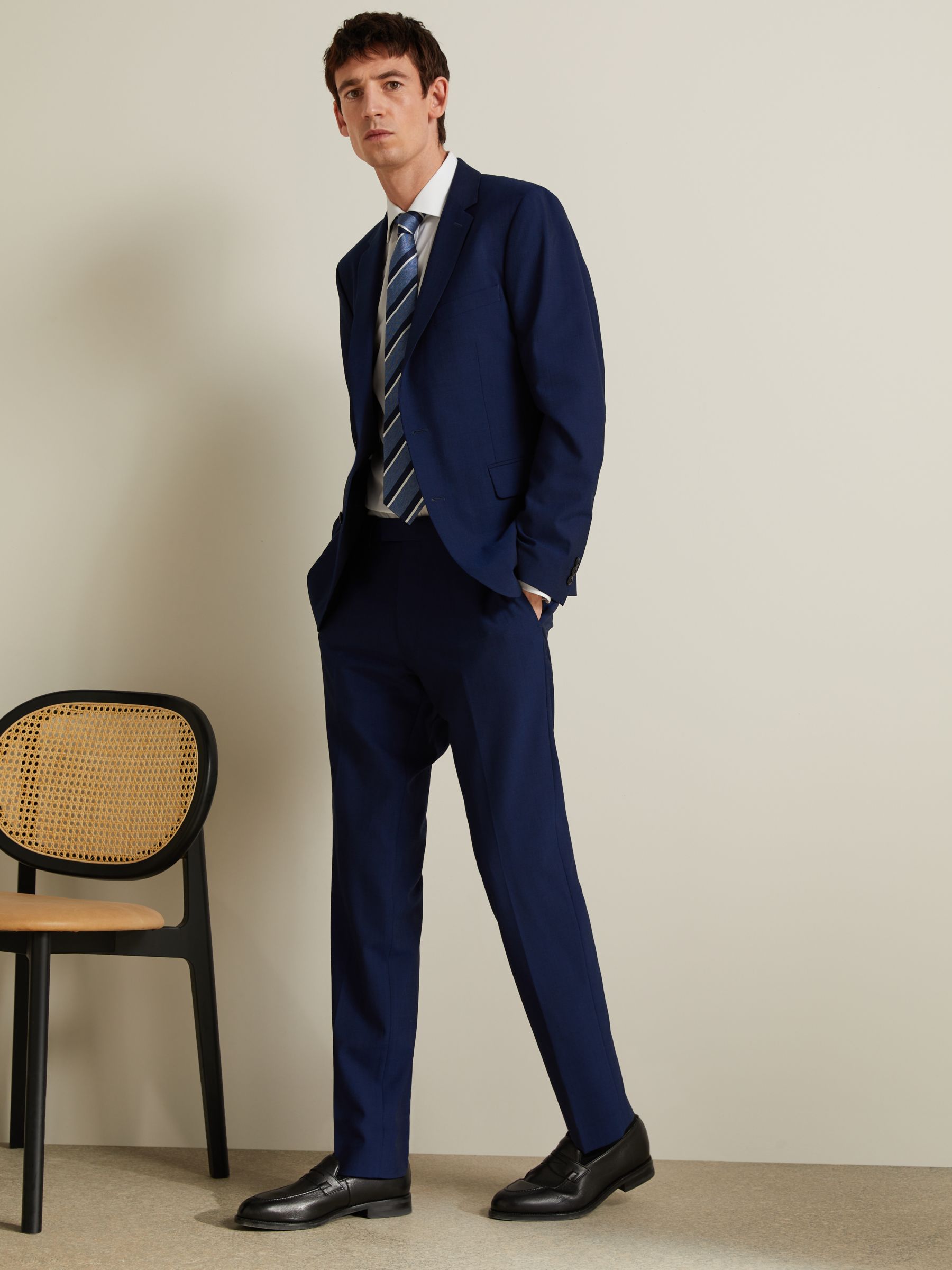 John Lewis & Partners Made with Care Slim Fit Suit Trousers, Navy at ...