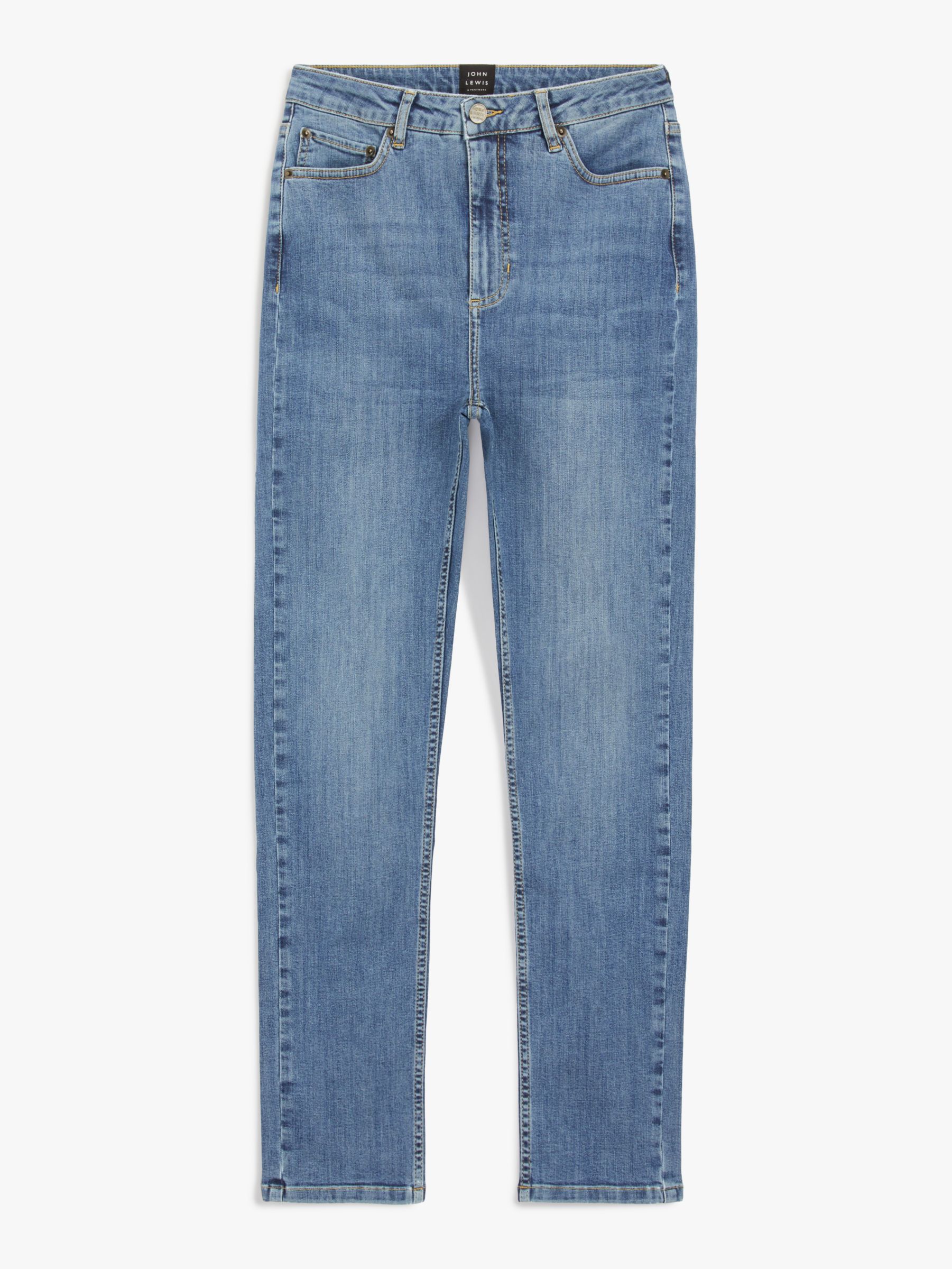 John Lewis & Partners Straight Leg Jeans, Light Wash Blue at John Lewis ...