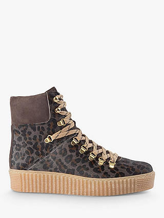 SHOE THE BEAR Agda Pony Skin Leopard Print Lace Up Hiker Boots