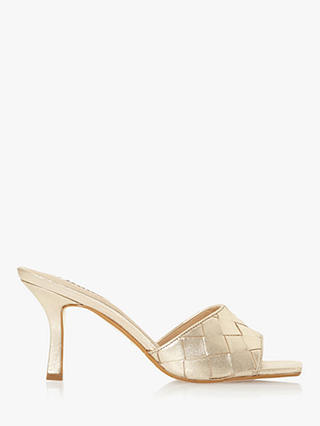 Dune Montreal Woven Square Toe Heeled Mule Sandals