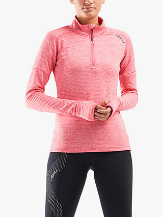 2XU Pursuit Thermal 1/4 Zip Training Top, Pink Lift/Silver Reflective