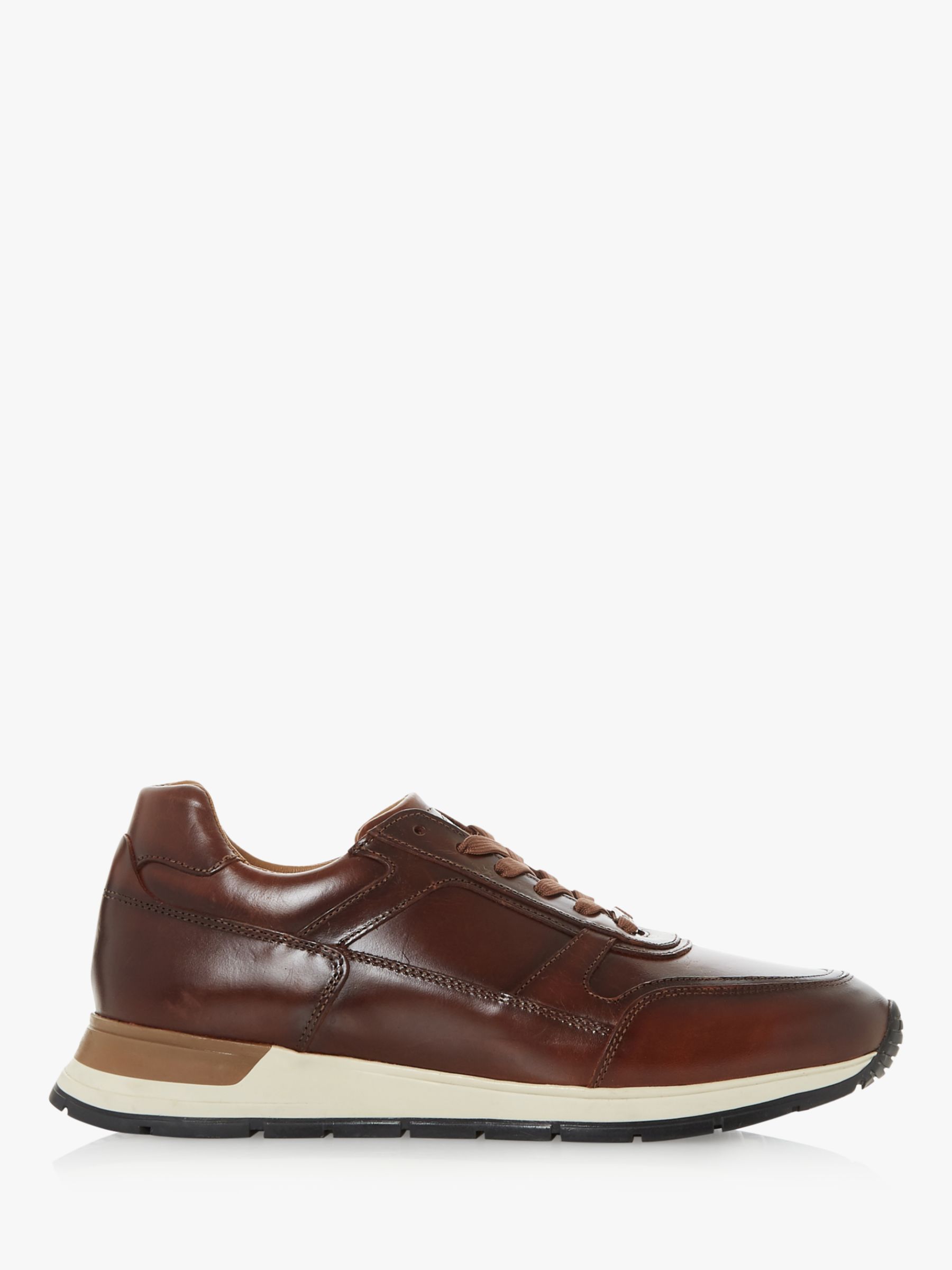 Dune Transformm Lace Up Leather Trainers, Brown