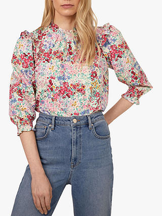 Warehouse Floral Puff Sleeve Top, Multi