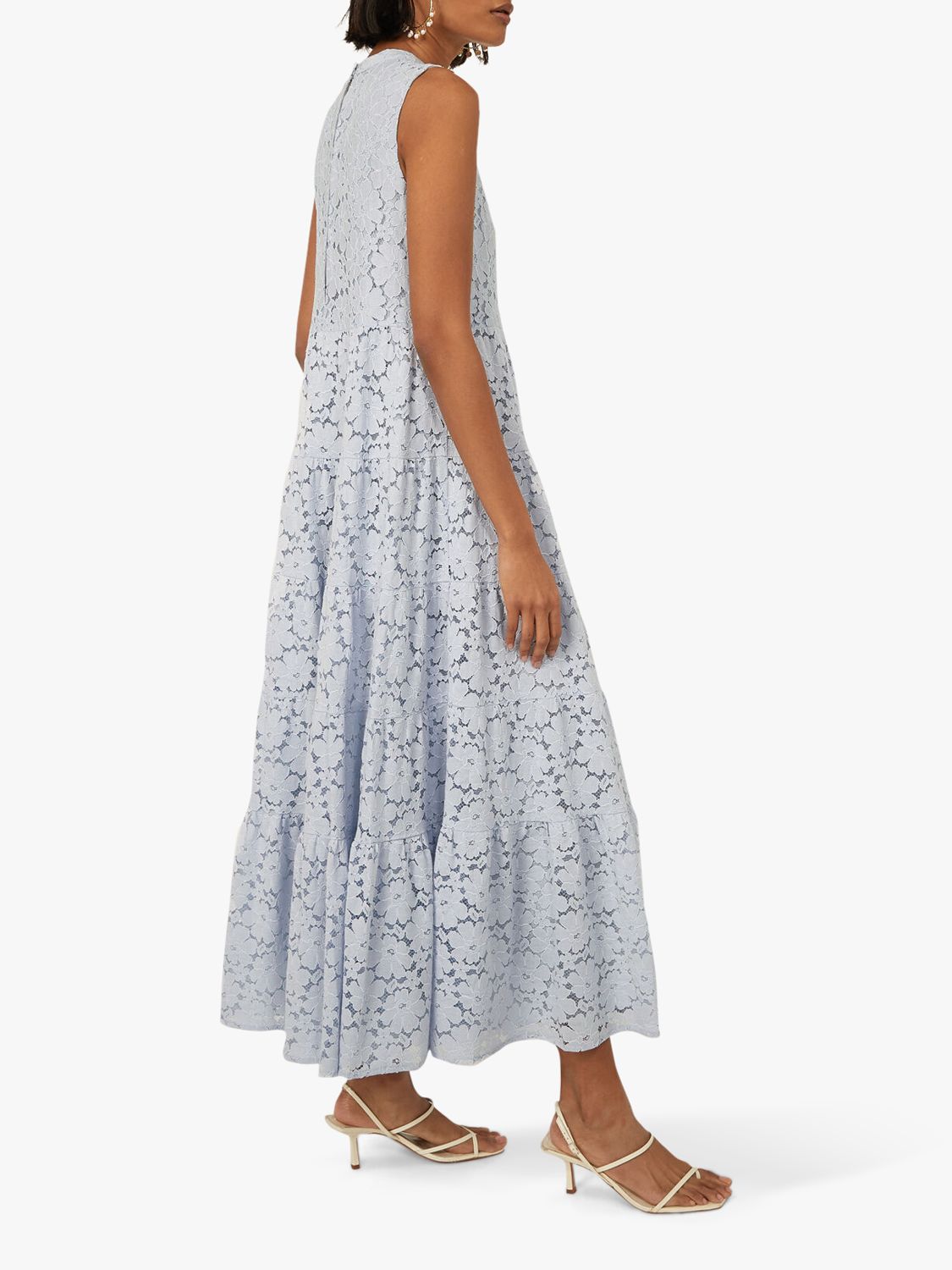 Warehouse Lace Tiered Maxi Dress, Light 