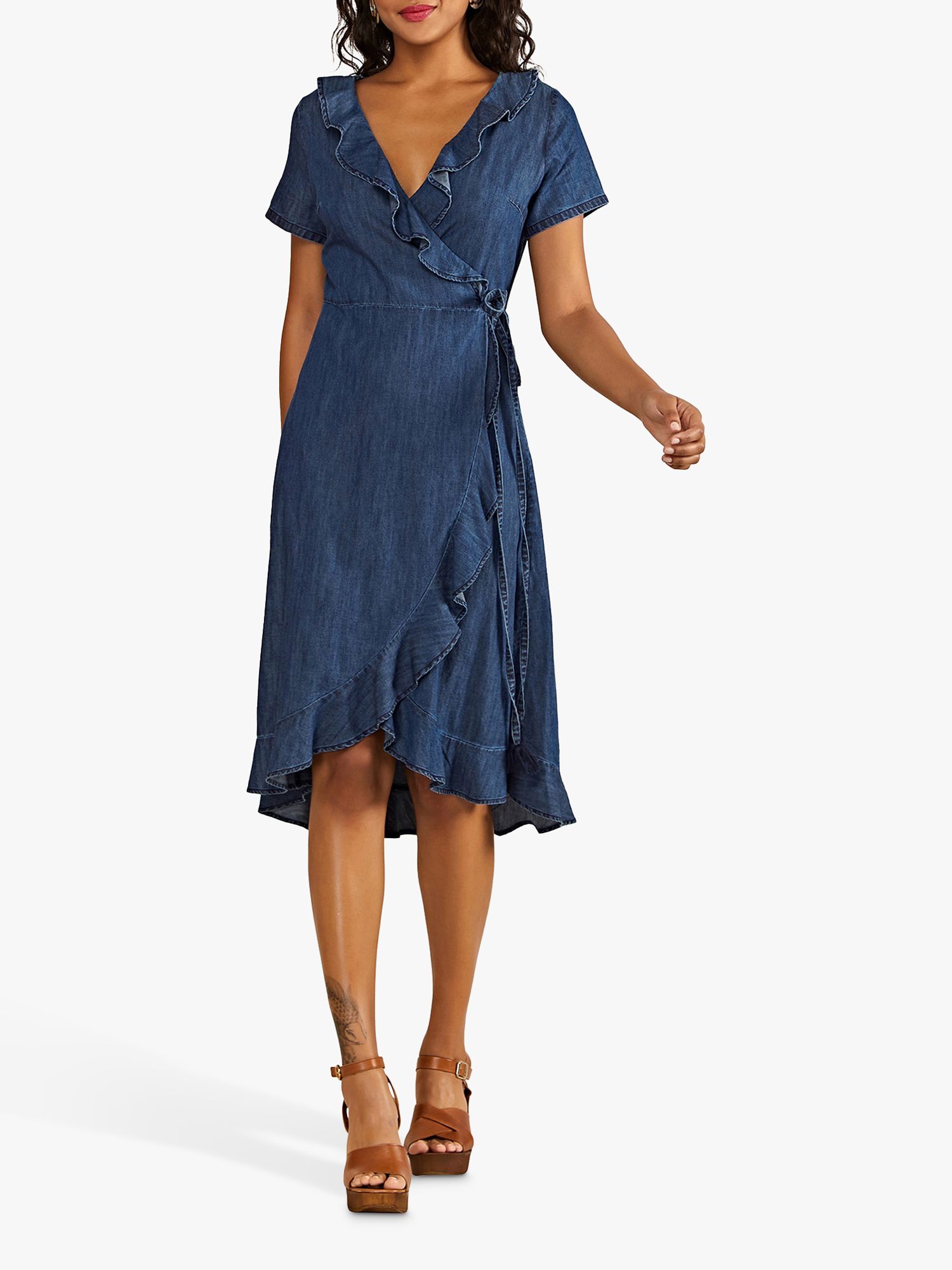 yumi denim wrap dress