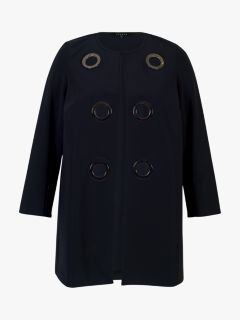 chesca Eyelet Embellished Split Cuff Jersey Coat, Navy, 12-14