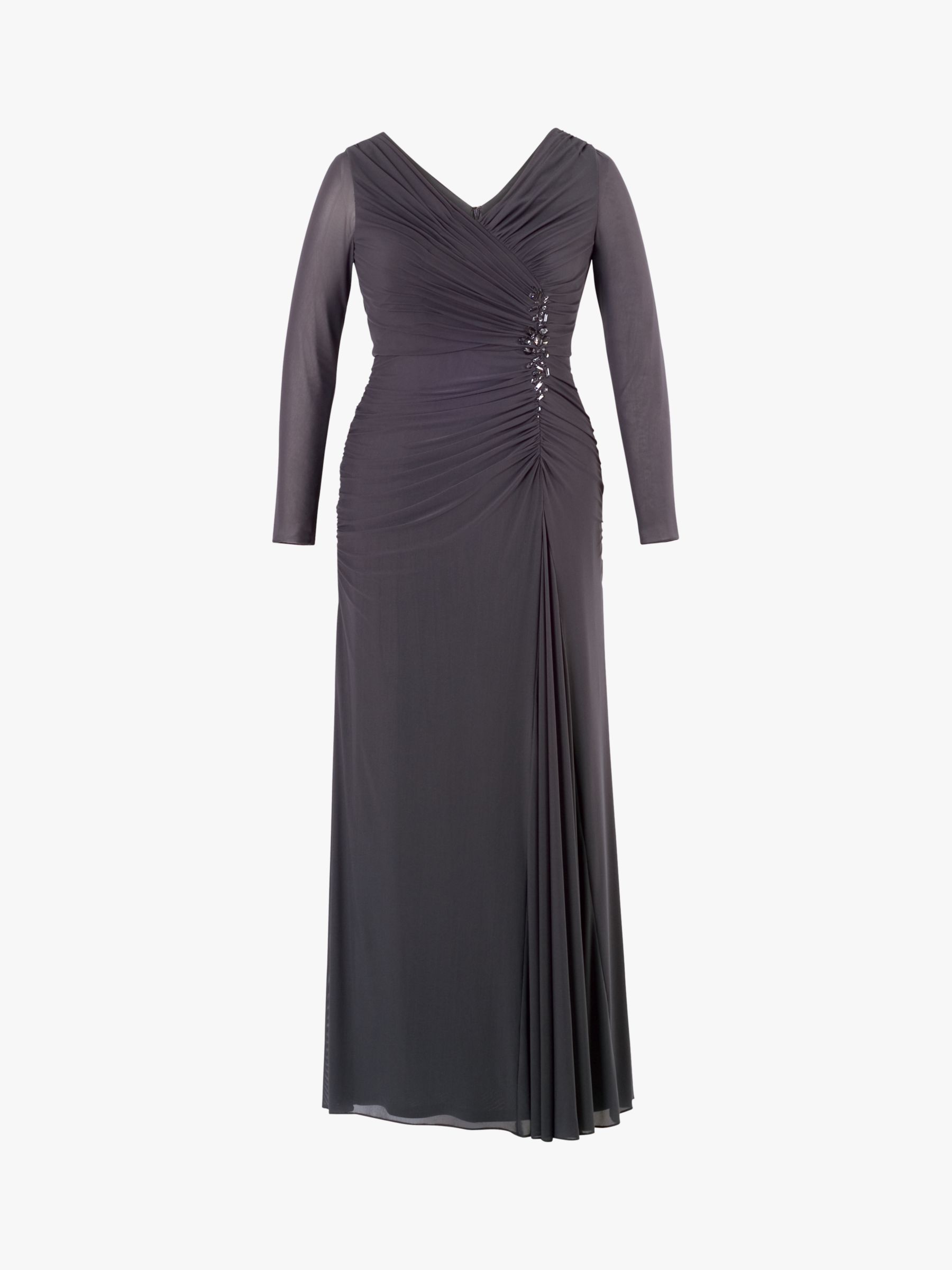 chesca Mesh Bead Trim Maxi Dress, Grey at John Lewis & Partners