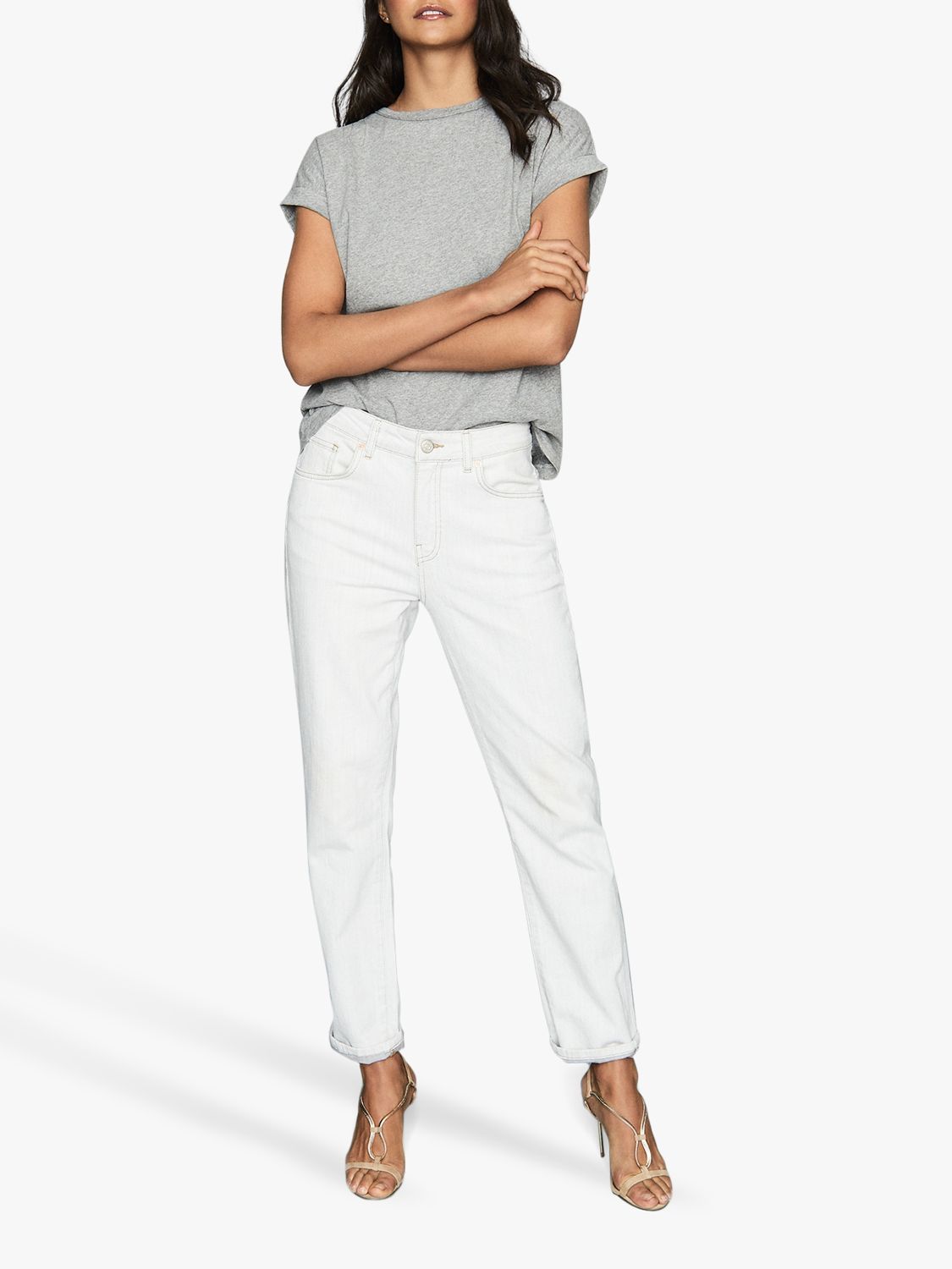 Reiss Tereza Cotton Jersey T-Shirt, Grey Marl, XS