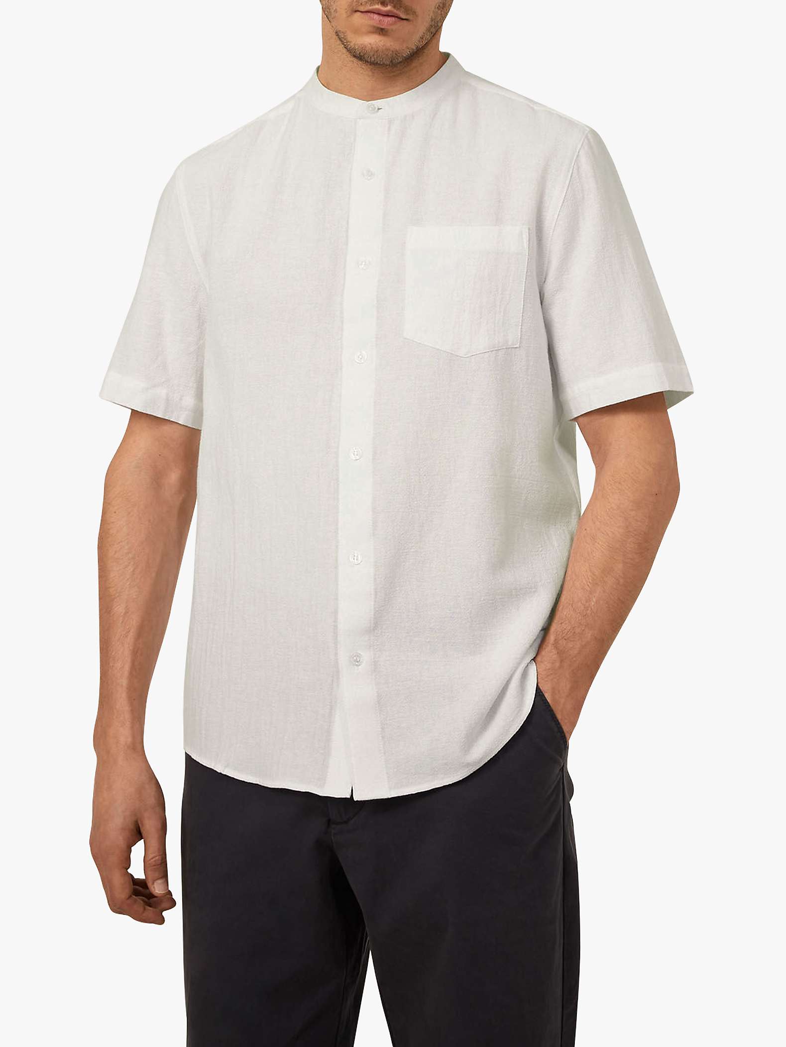 Buy Warehouse Organic Cotton Grandad Collar Shirt Online at johnlewis.com
