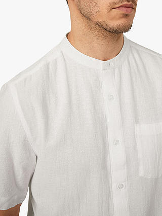 Warehouse Organic Cotton Grandad Collar Shirt, White