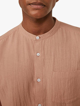 Warehouse Organic Cotton Grandad Collar Shirt, Light Pink