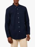 Warehouse Organic Cotton Long Sleeve Textured Shirt, Navy