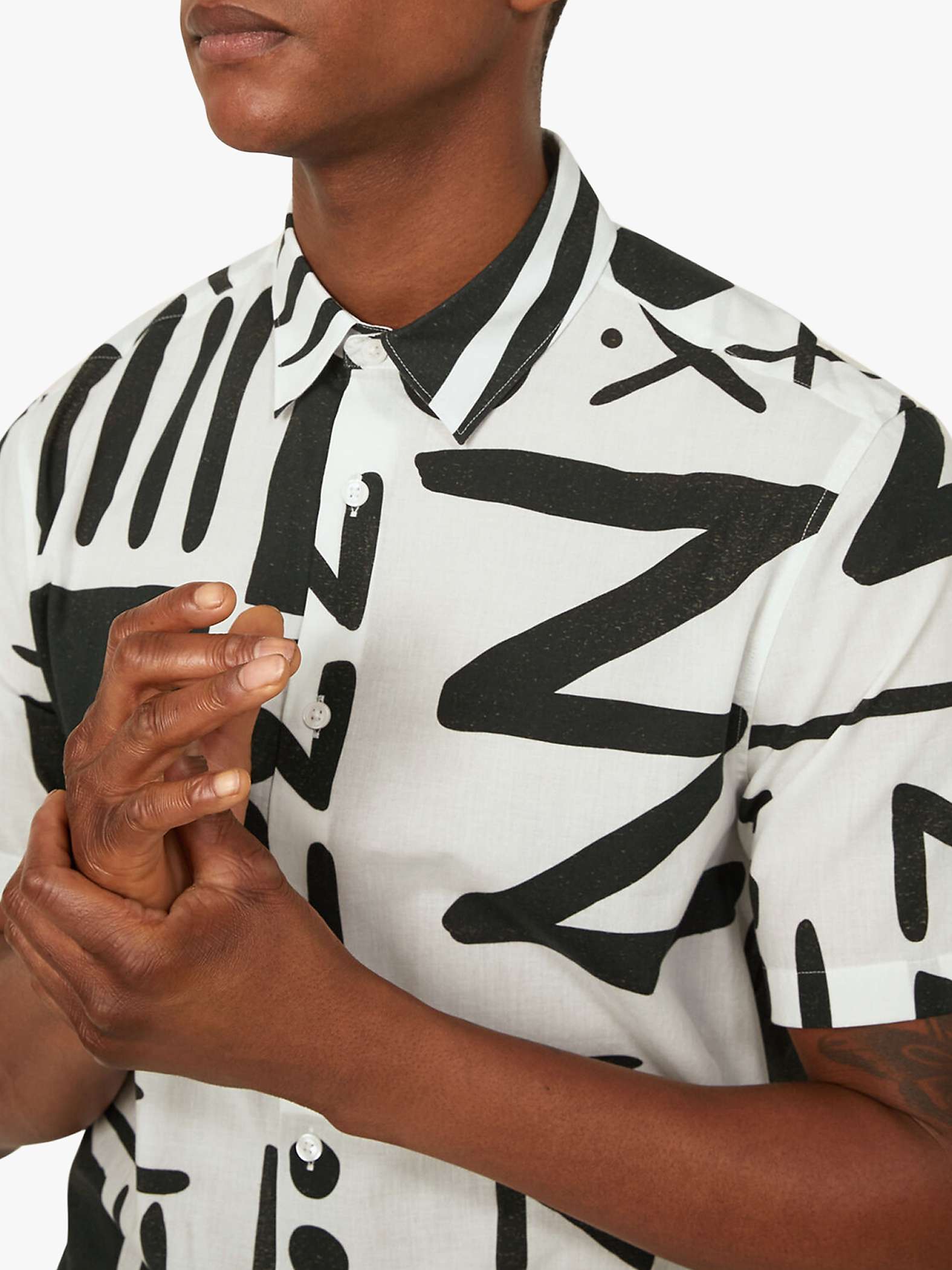 Buy Warehouse Cotton Abstract Print Short Sleeve Shirt, Multi Online at johnlewis.com