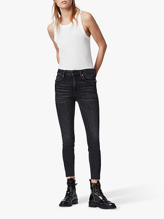 AllSaints Dax High Rise Studded Skinny Jeans, Rock Black