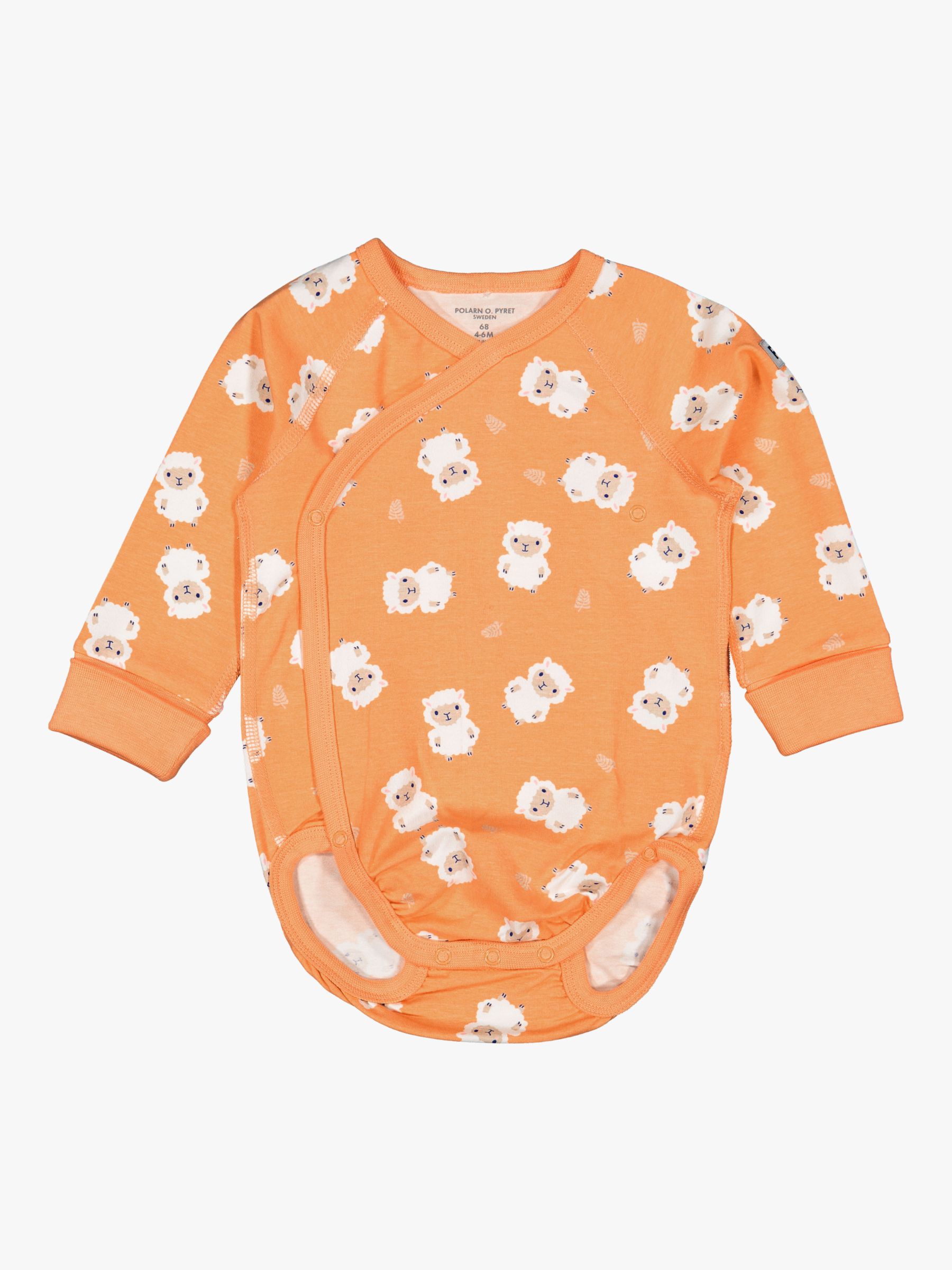 Polarn O. Pyret Baby GOTS Organic Cotton Lamb Bodysuit, Orange