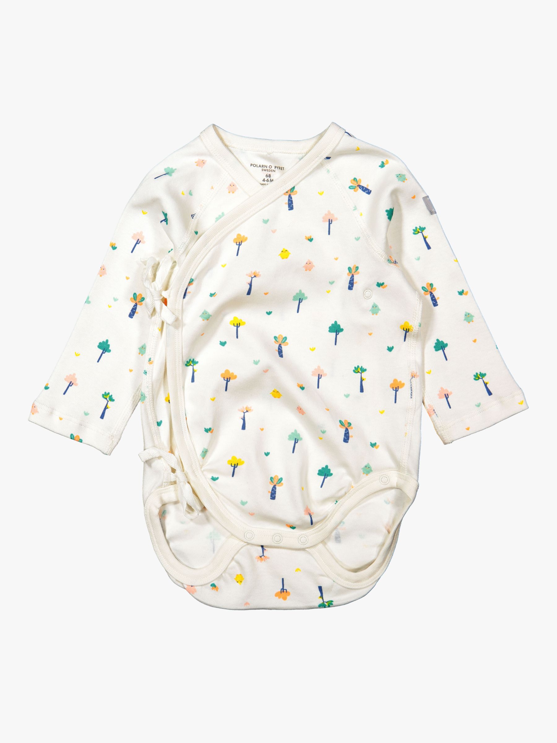 Polarn O. Pyret Baby GOTS Organic Cotton Little Tree Wrap Bodysuit, White