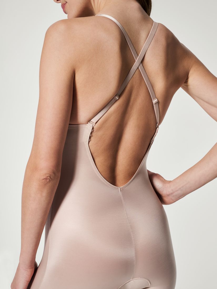 Spanx Medium Control Suit Your Fancy Plunge Low-Back Mid-Thigh Bodysuit,  Nude at John Lewis & Partners