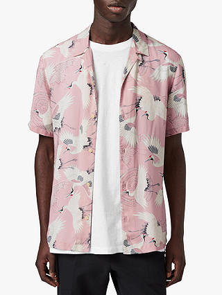 AllSaints Tsuru Short Sleeve Shirt, Blossom Pink