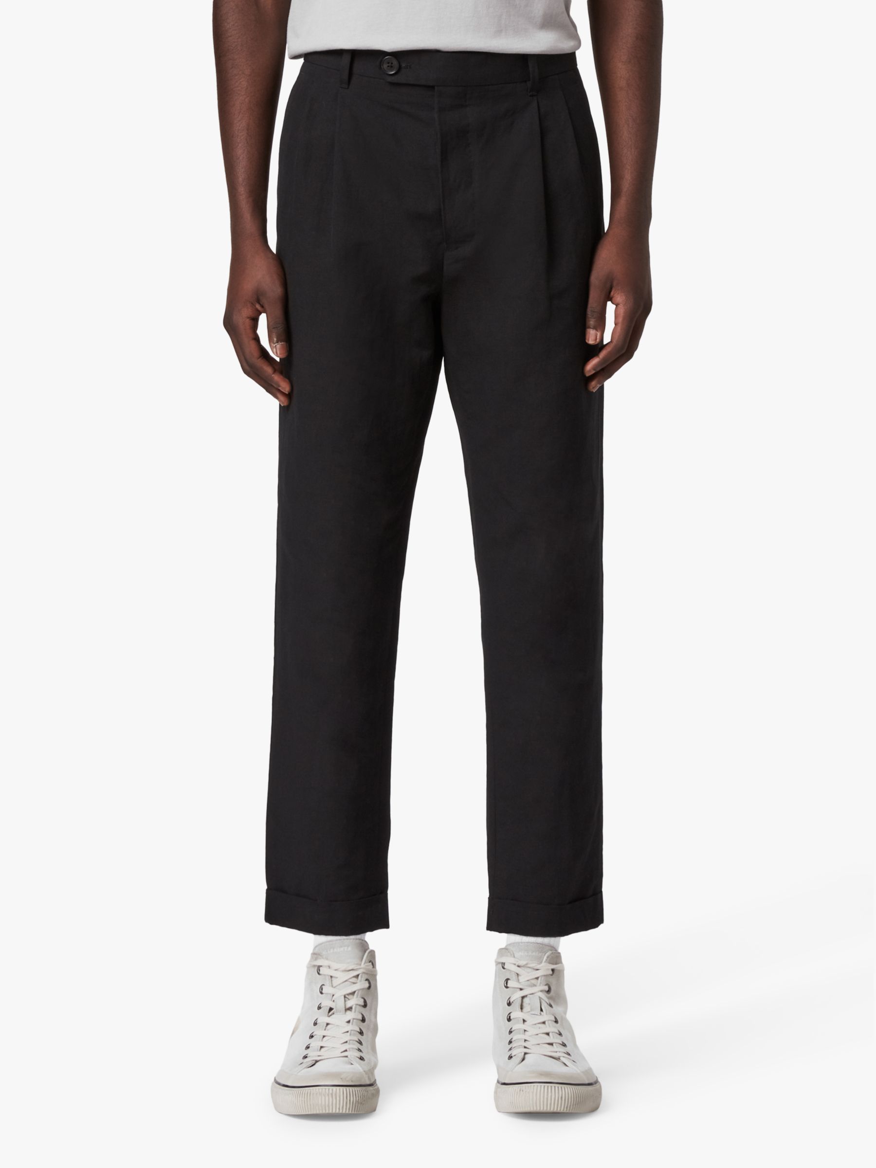 AllSaints Chiswell Linen Blend Cropped Slim Trousers