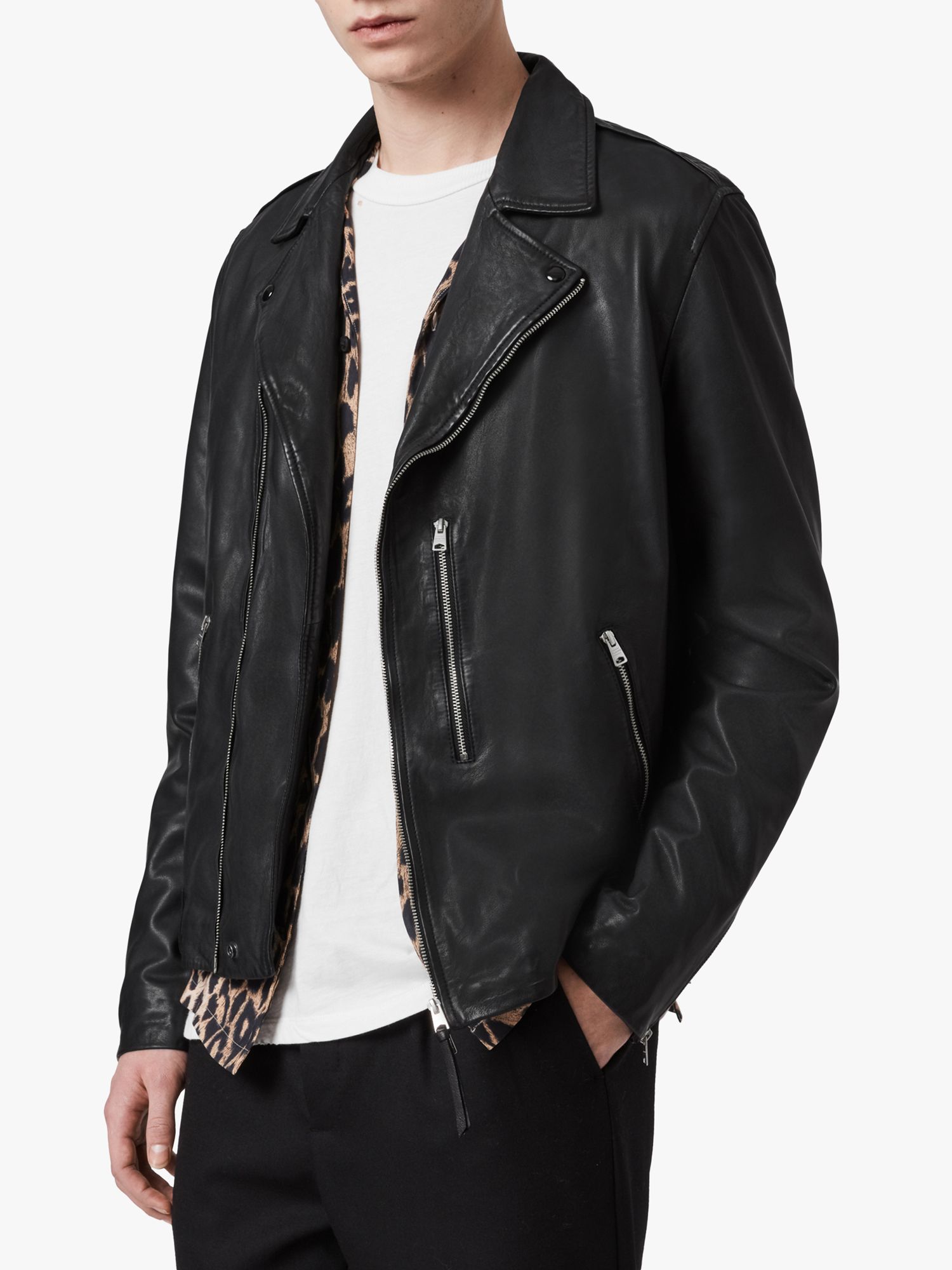 AllSaints Bondi Leather Biker Jacket, Black