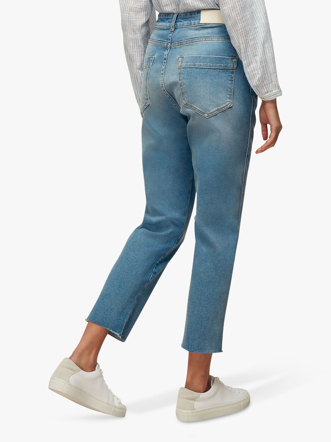 Buy Whistles Frayed Detail Ankle Grazer Jeans, Denim Blue Online at johnlewis.com