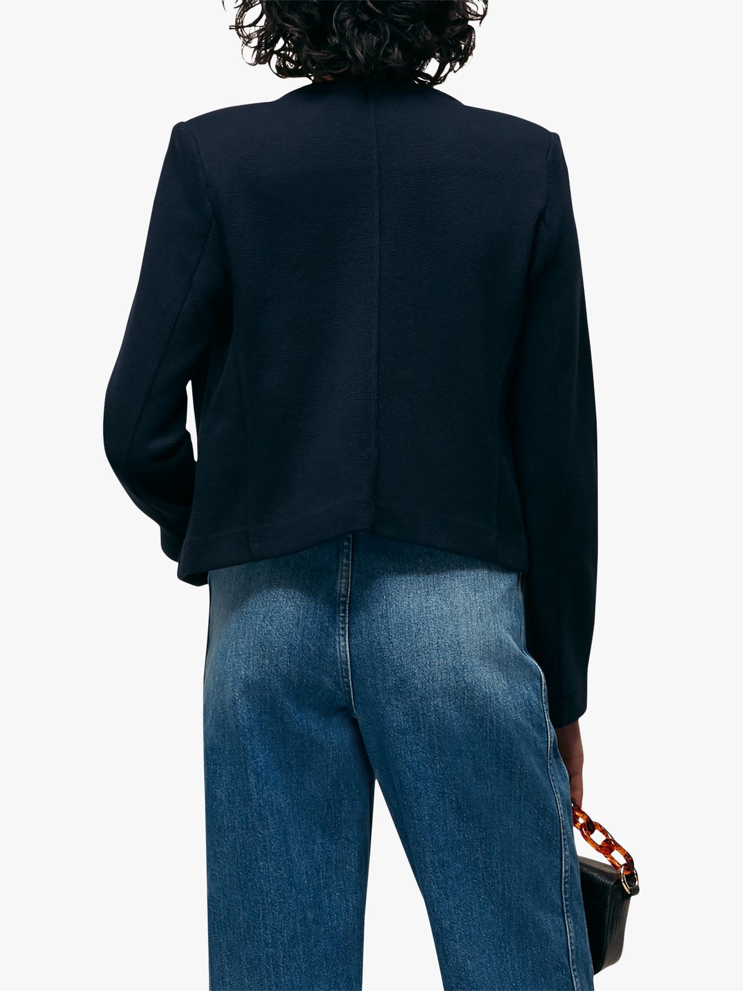 Buy Whistles Collarless Jersey Jacket, Navy Online at johnlewis.com