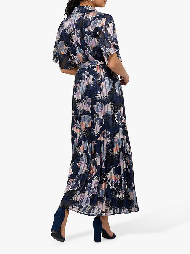 Monsoon Birdie Shirt Animal Print Maxi Dress, Navy at John Lewis & Partners