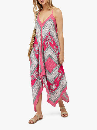 Monsoon Christa Scarf Abstract Maxi Dress, Pink