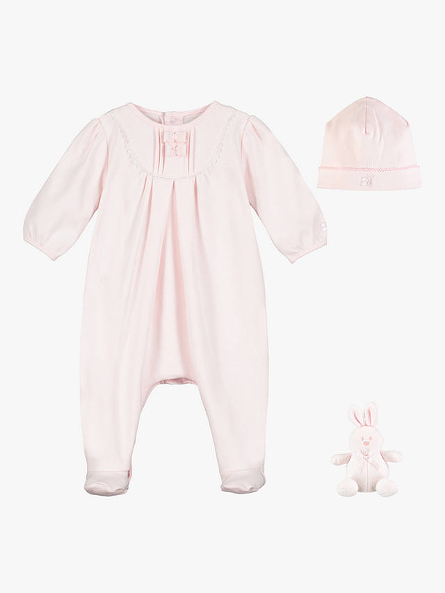 Emile et Rose Baby Shantel Sleepsuit, Hat and Bear, Light Pink