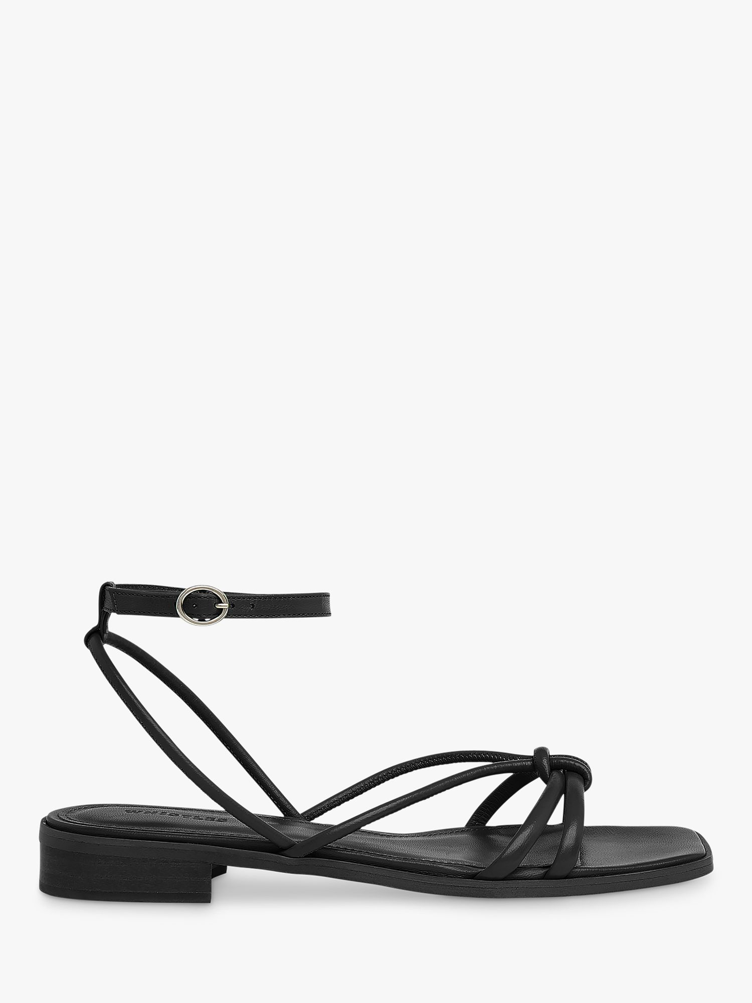 Whistles Roya Leather Flat Strappy Sandals, Black