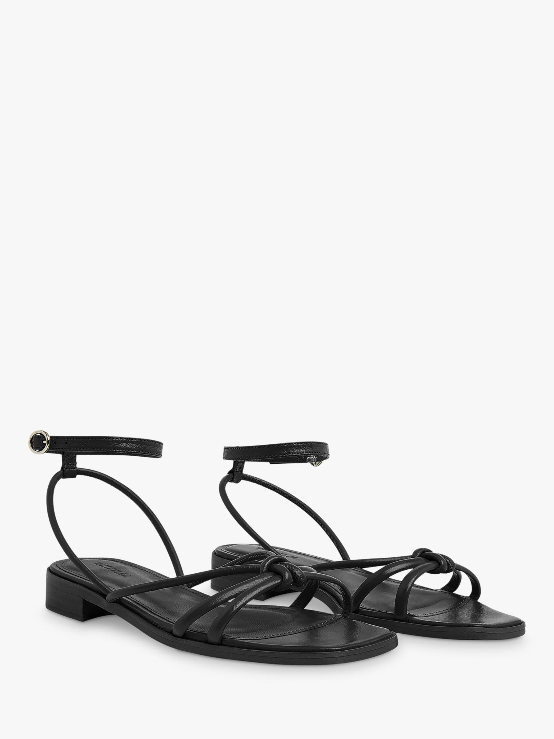 Whistles Roya Leather Flat Strappy Sandals, Black