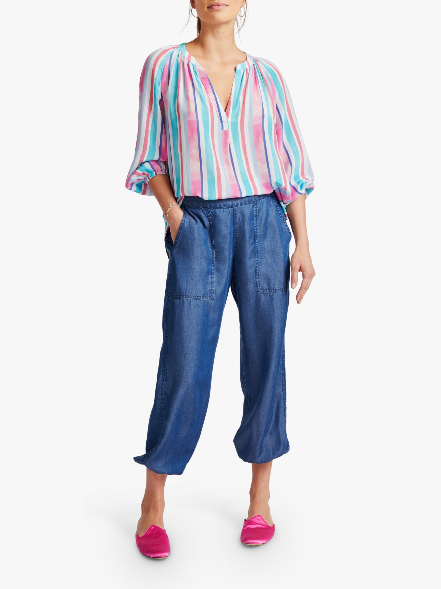 NRBY Olivia Silk Stripe Shirt, Multi