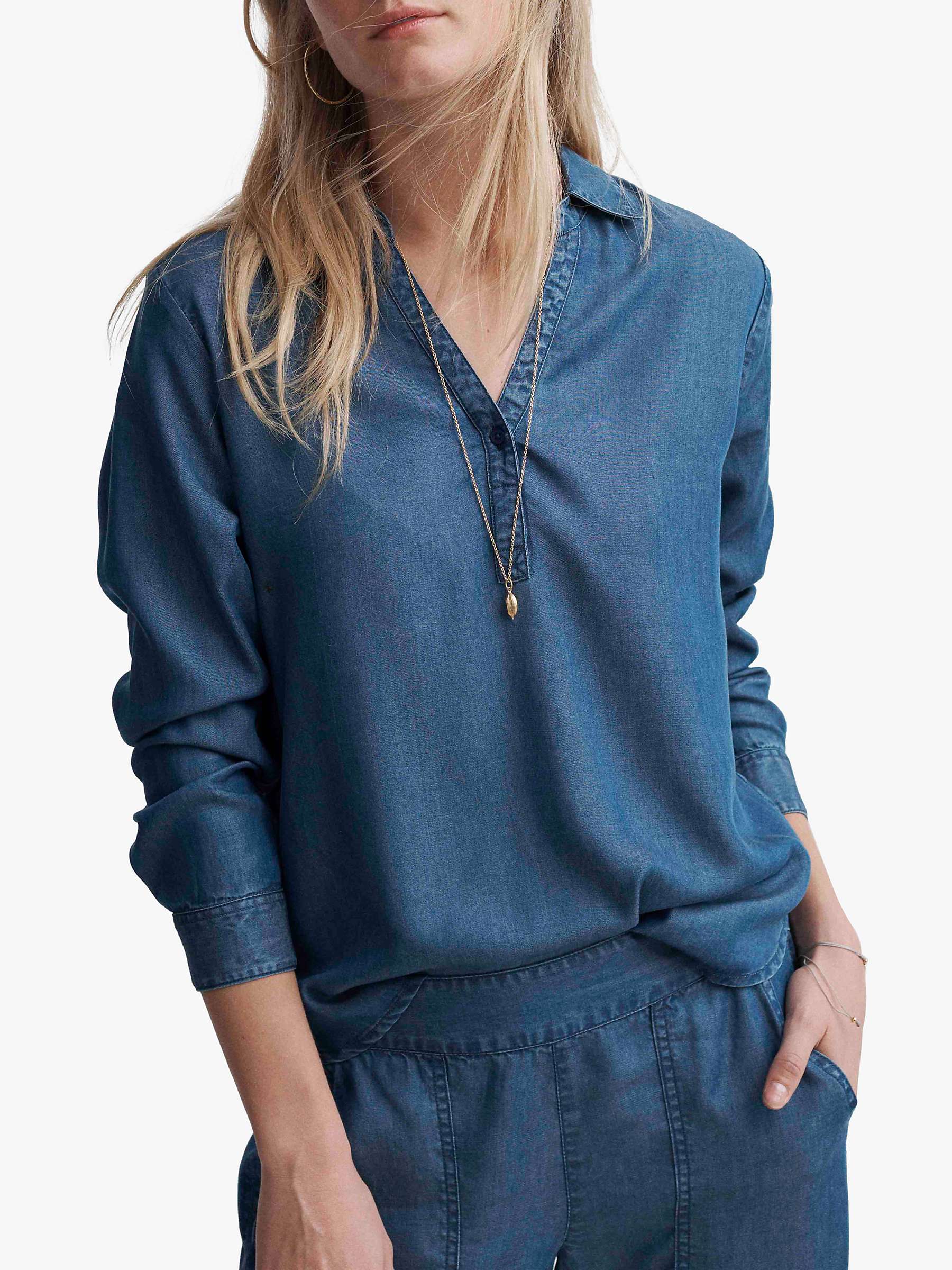 NRBY Ella Lyocell Shirt, Denim Blue at John Lewis & Partners