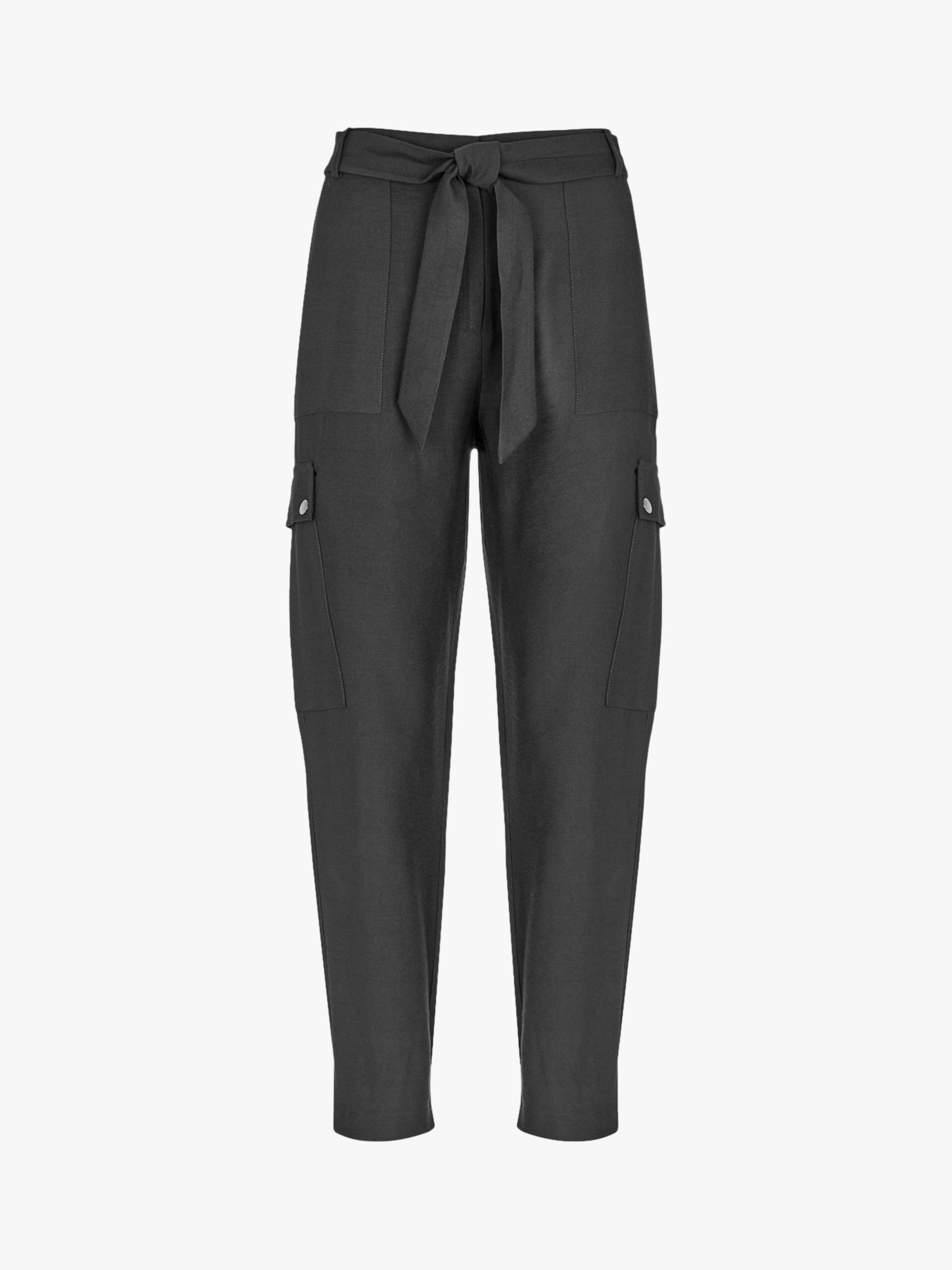 Mint Velvet Belted Cargo Trousers, Black at John Lewis & Partners