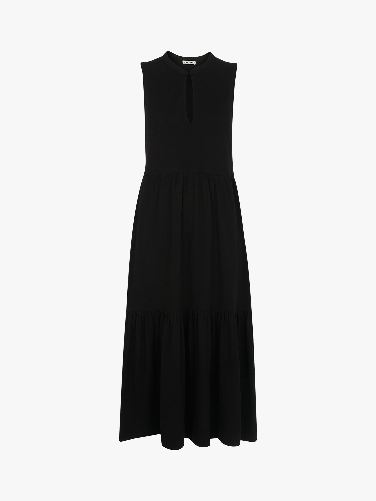 Whistles Tiered Midi Dress, Black at John Lewis & Partners