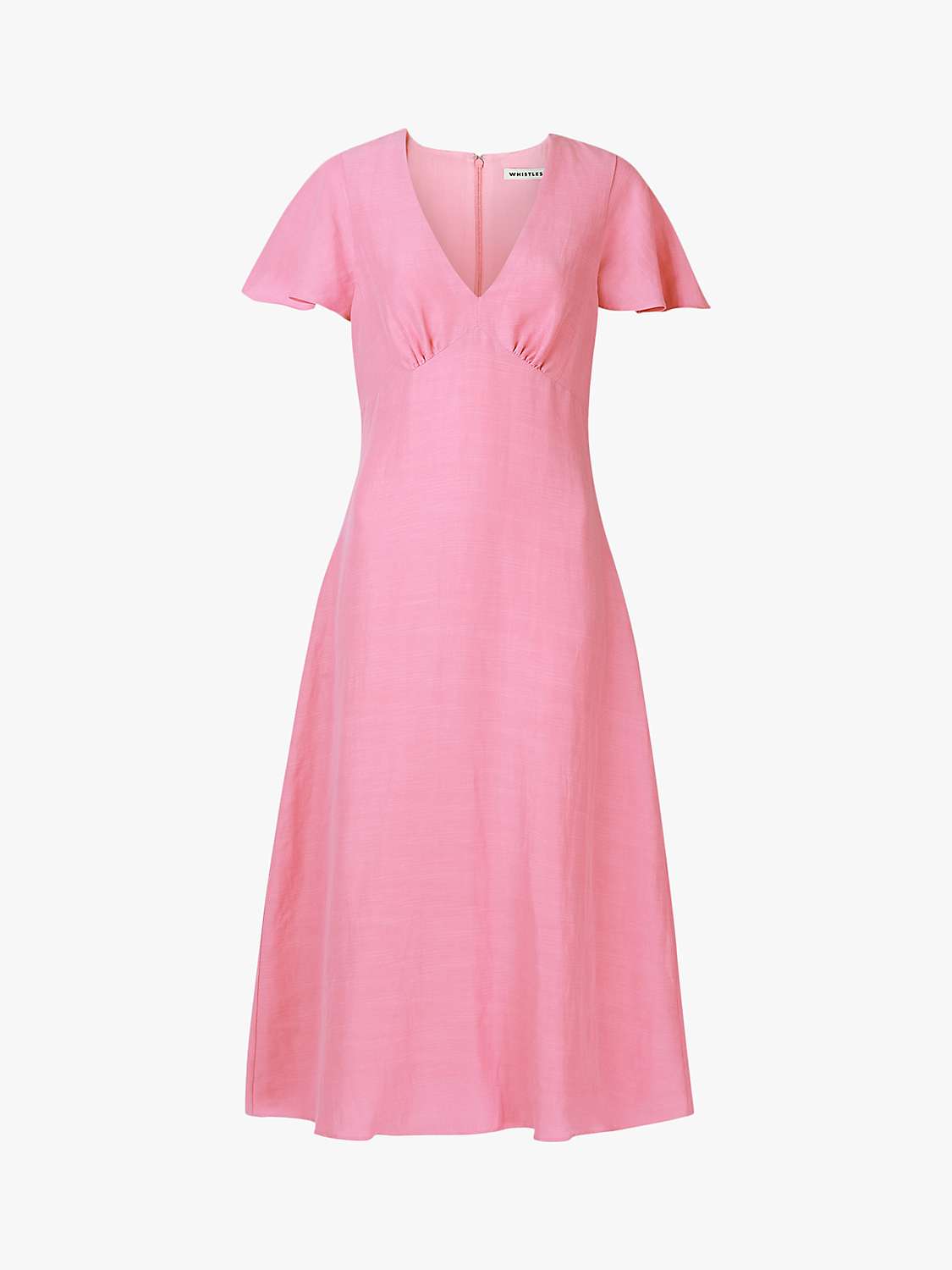 Whistles Frill Sleeve Midi Dress, Pink ...